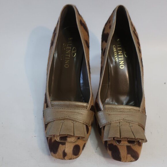 Authentic Valentino Garavani Brown Tan Pony Hair Animal Print Pumps 38.5 US/8.5 - Picture 2 of 12
